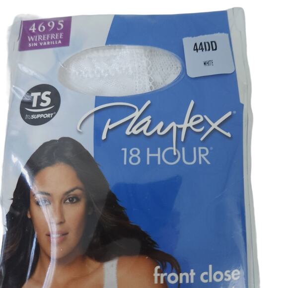 New Playtex 18-hour Bra 44DD #4695 White Front Closure, Wirefree Bra - Picture 3 of 3